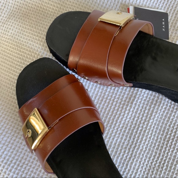 Zara Slip On Platform Wedges Reddish Brown Size US 7.5 EUR 38 - Picture 5 of 8